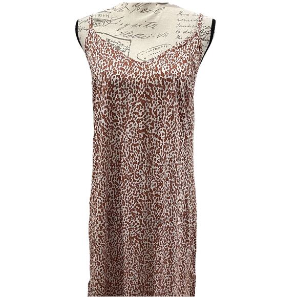 Old Navy Animal Print Tie-Back Slip Maxi Dress Brown Vacation Beach Medium - Picture 8 of 8